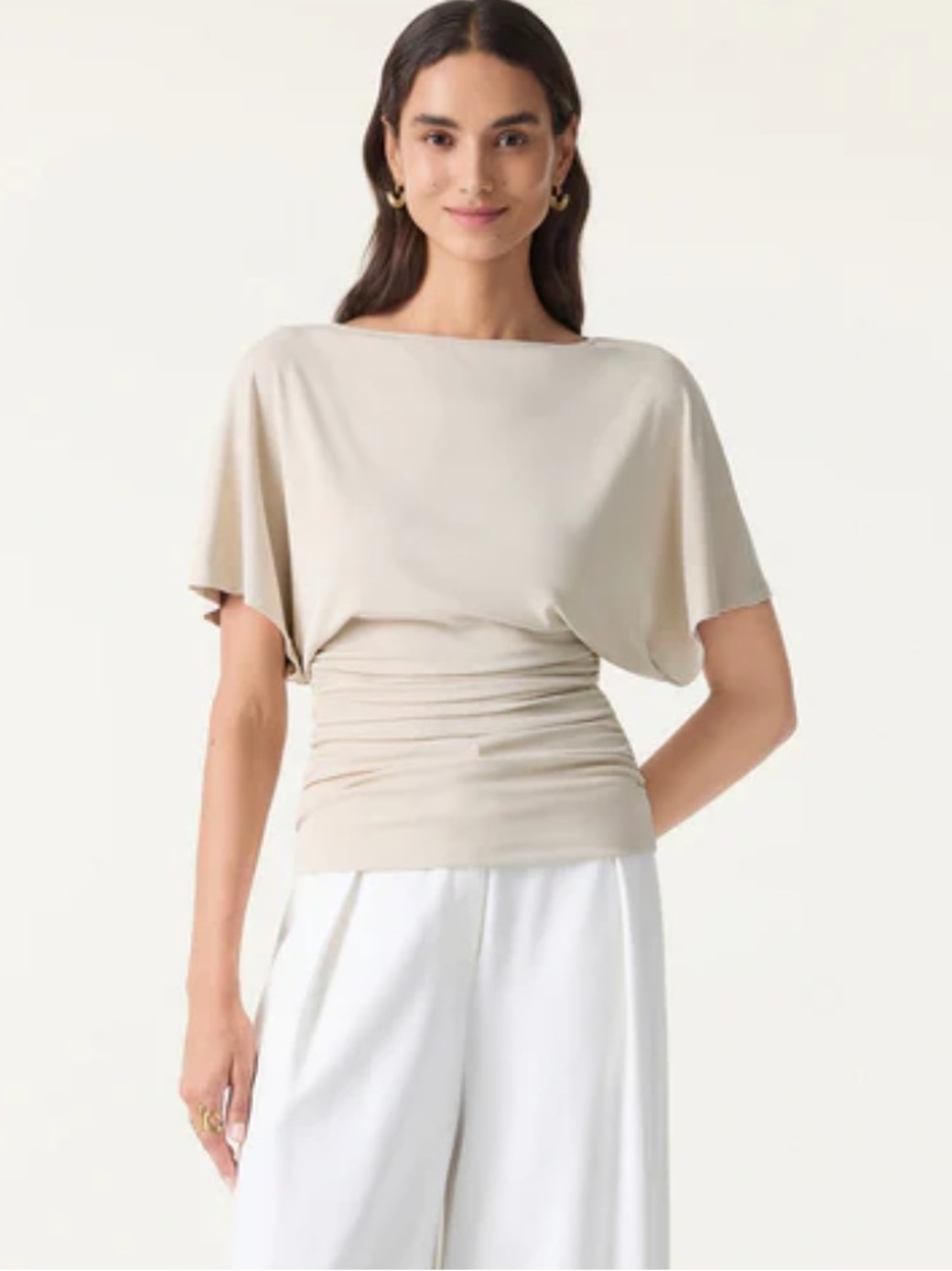 OGL Cream Boatneck Dolman Sleeve Top